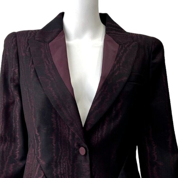 $2190 Alexander McQueen Burgundy Black Silk Blazer Wool Jacket size 44 - Picture 2 of 9